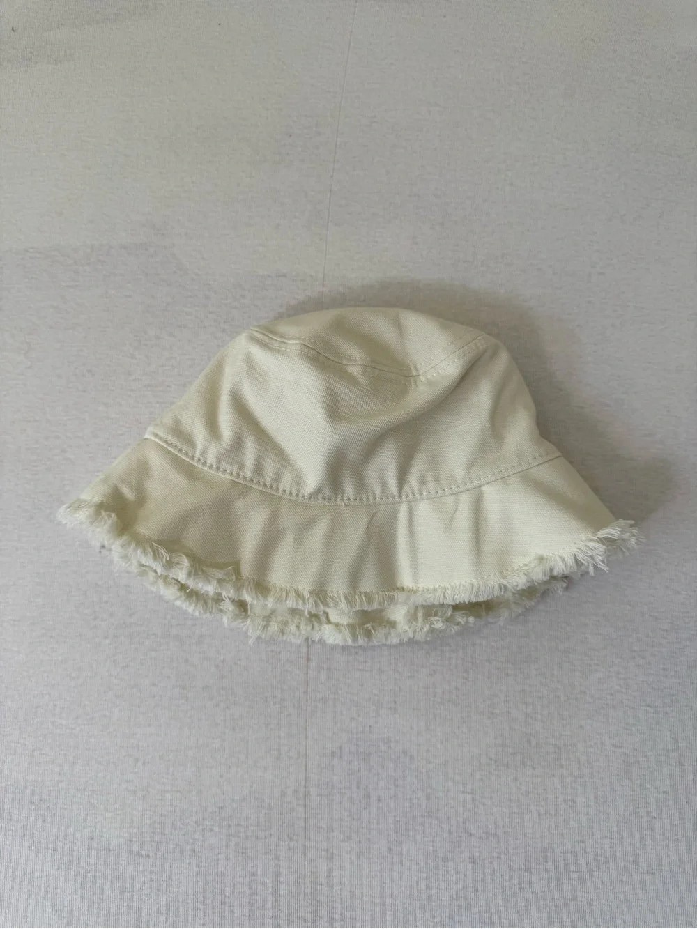 Zara Cream Frayed-Edge Bucket Hat